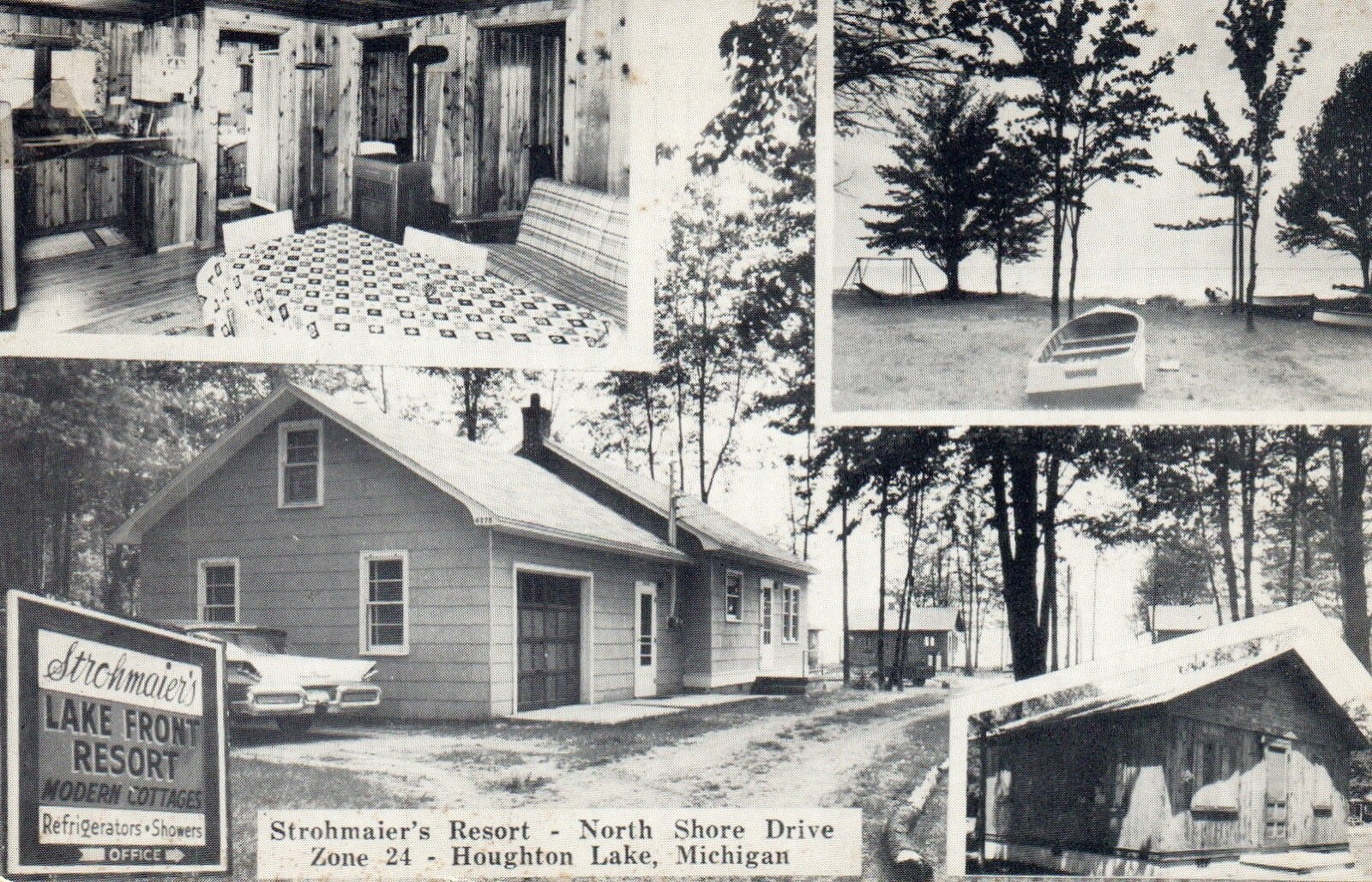 Strohmaier's Resort North Shore Drive in Houghton MI Michigan Postcard