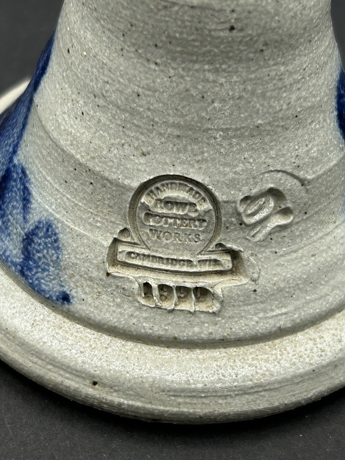  Rowe Pottery Works Candle Stick Holder Vintage 5" Cobalt Salt Glaze 1990 20A