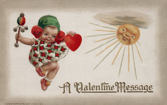 Signed Winsch & Jason Frexias Infant Child With The Sun Valentines Day Postcard