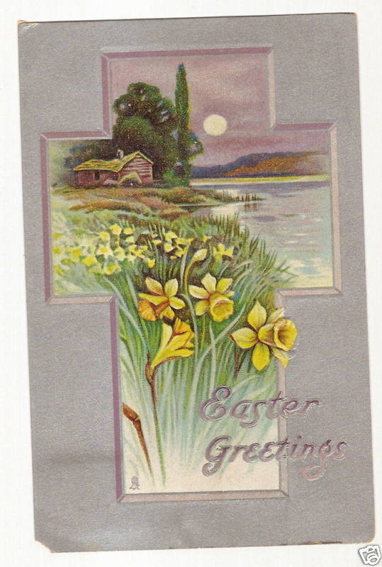 Tuck Daffodil Cabin Easter Postcard Series 756