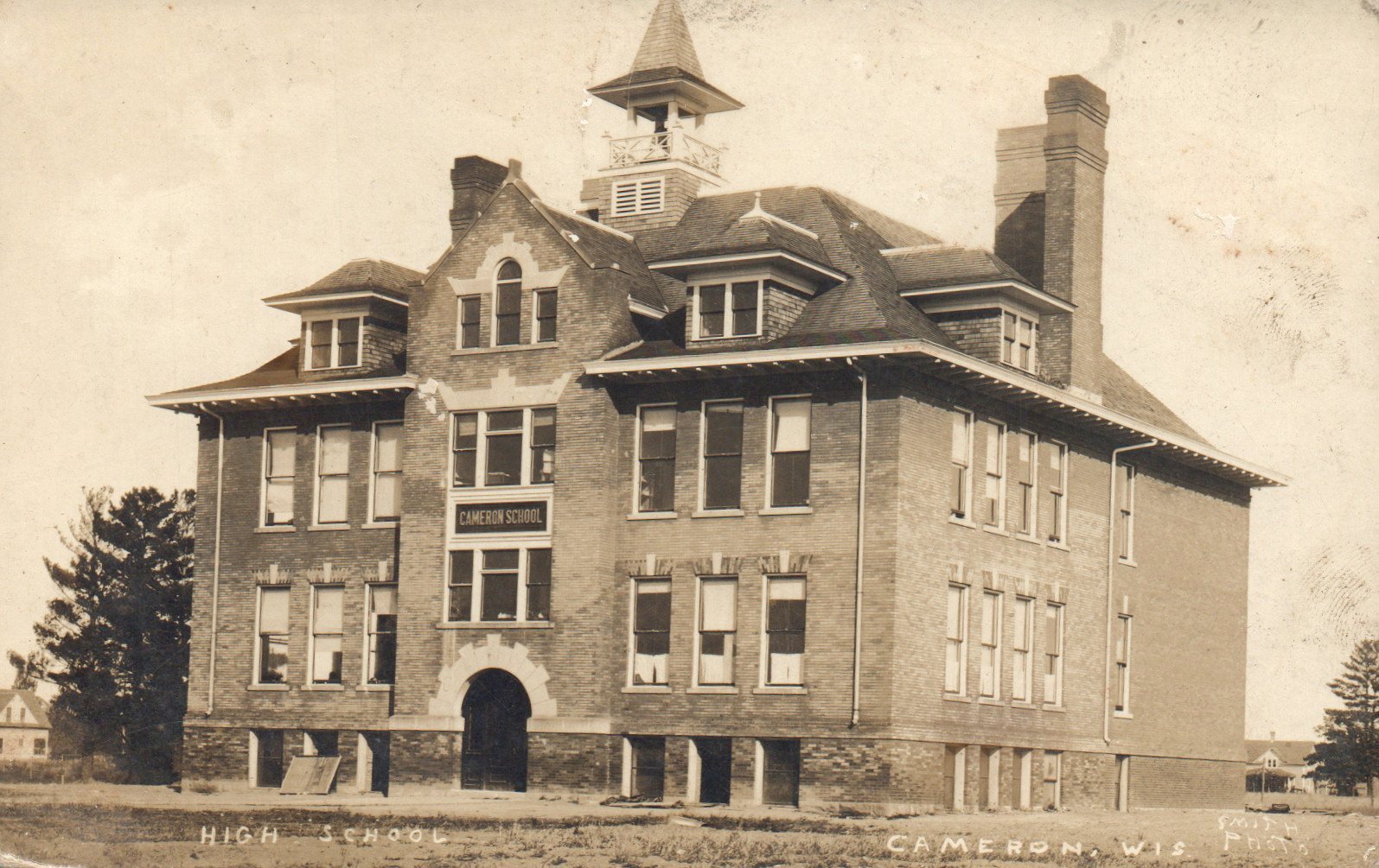 High School Cameron WIS Wisconsin Smith Photo Postcard Real Photo