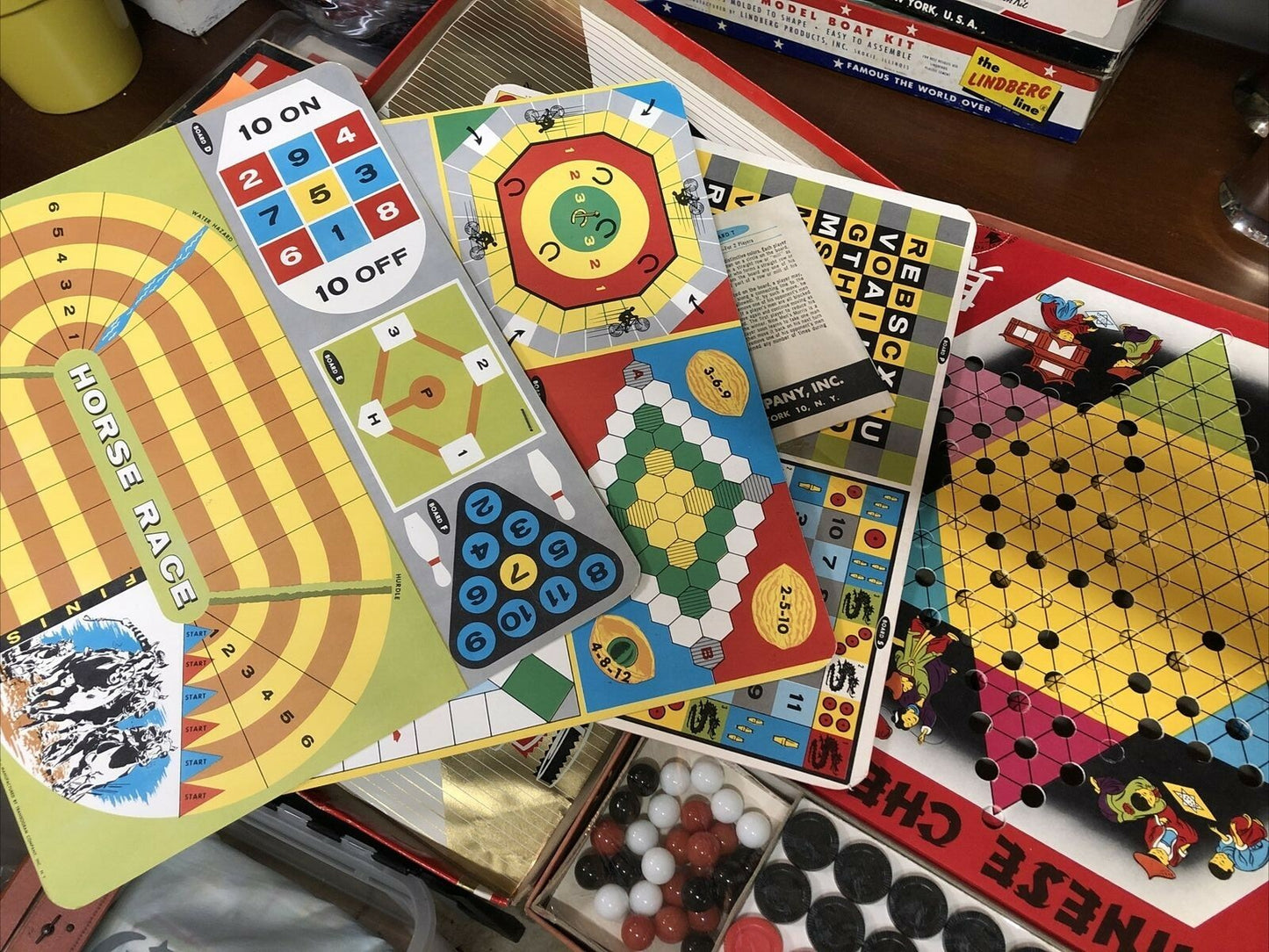 Vintage 1958 Transogram 56 Variety Game Chest w/Boards Cards & More COMPLETE