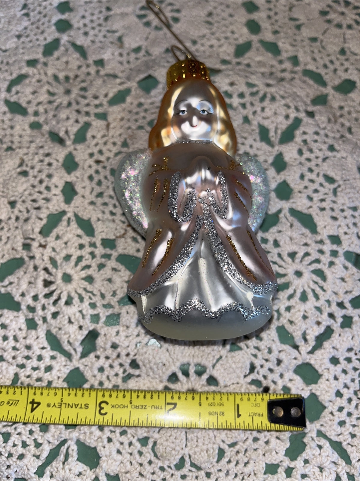 Vintage Pretty Angel Mercury Glass Christmas Ornament
