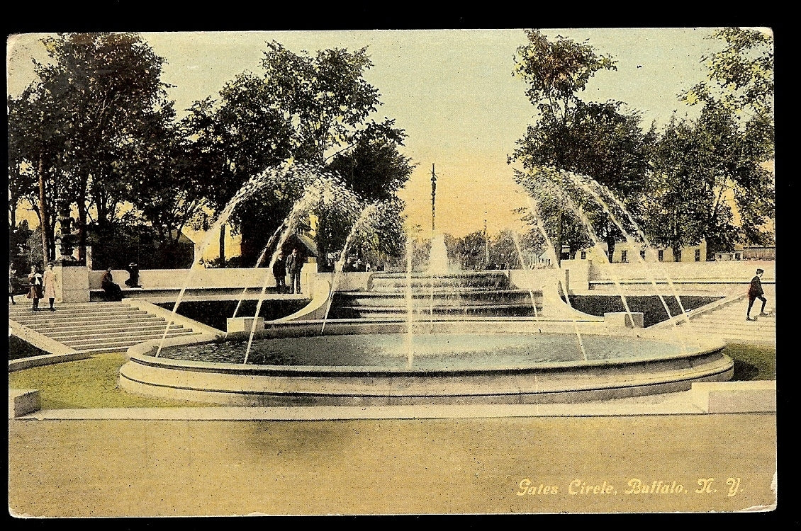 Gates Circle Fountains Buffalo New York NY Postcard