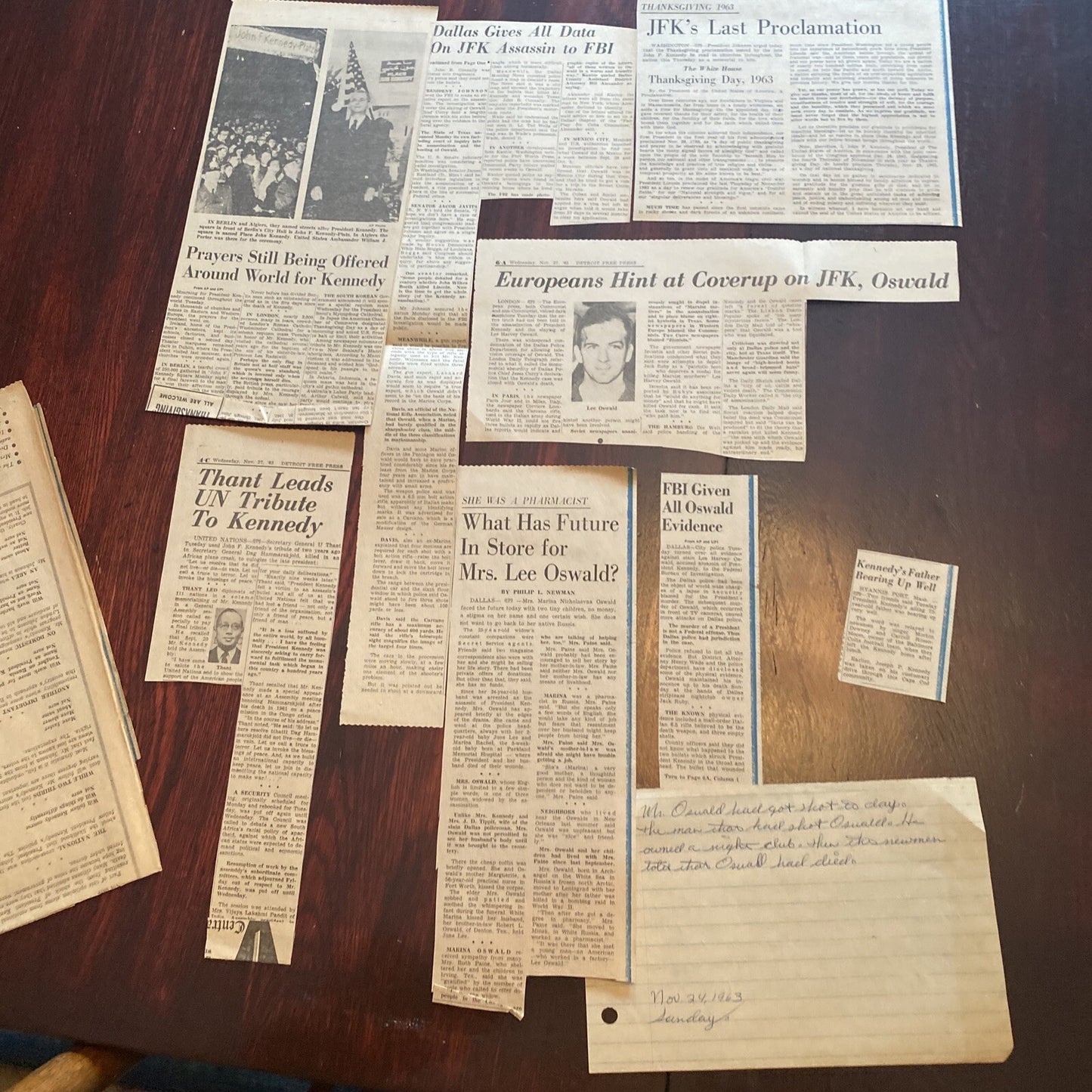 Lot Detroit Free Press Michigan Newspaper clippings John F Kennedy JFK Johnson