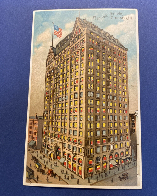 HTL Hold to the Light Masonic Temple Chicago Illinois IL Vintage Postcard