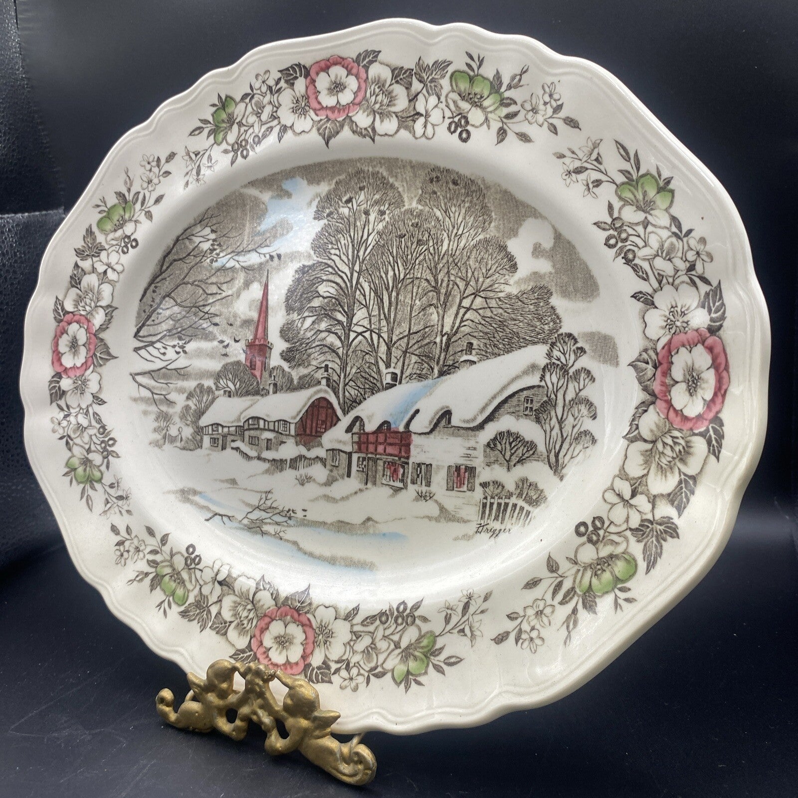 12" English Staffordshire J & G Meakin Stratford-On-Avon Oval Serving Platter