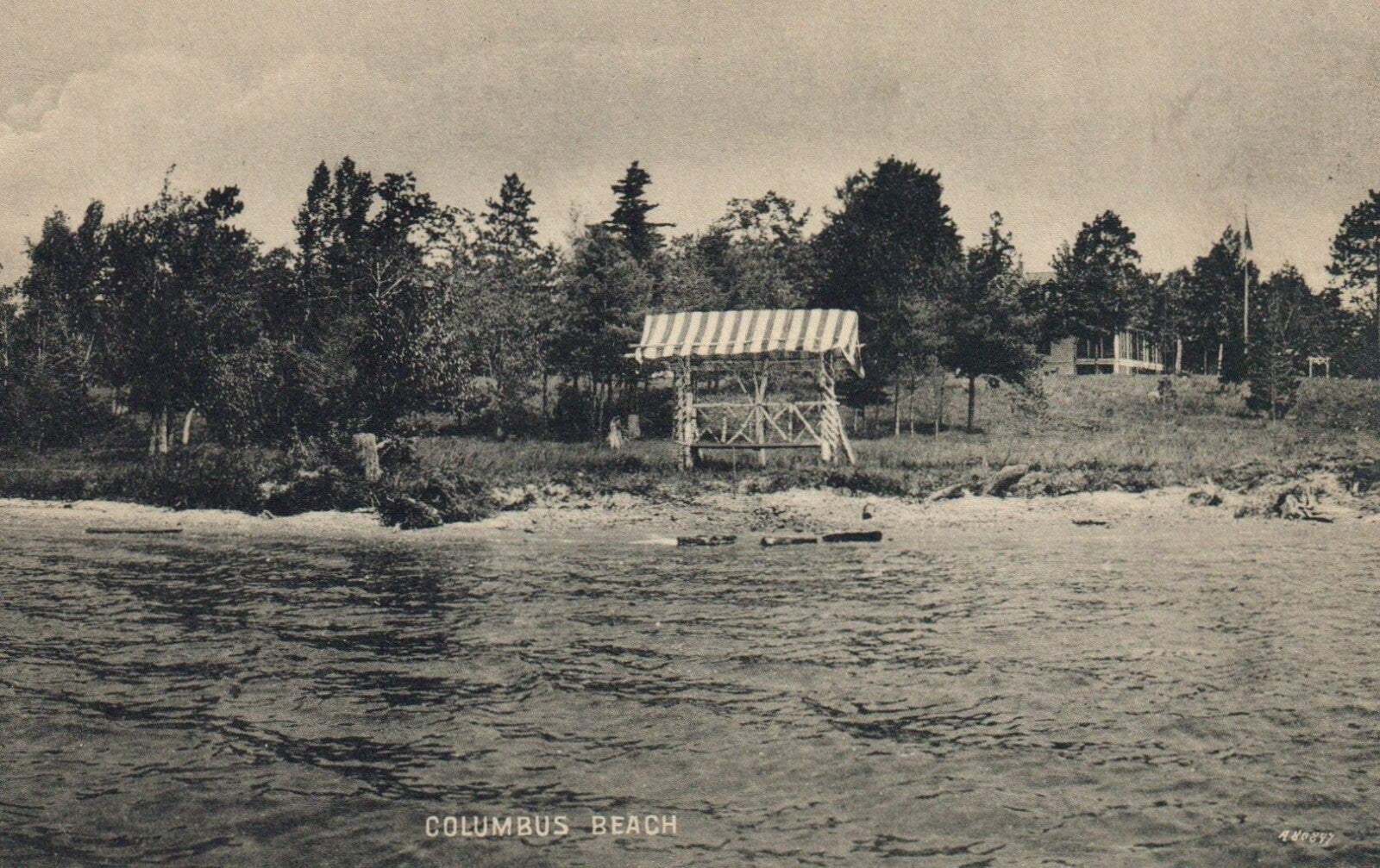 Columbus Beach Lake View Indian River Mi Michigan Postcard