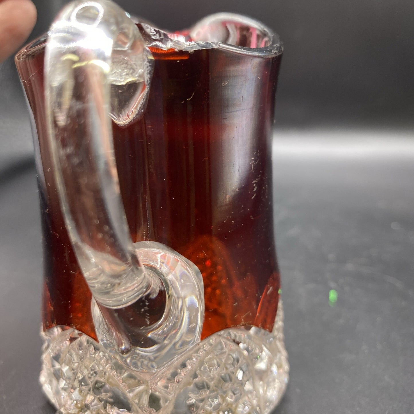Vintage Ruby Red Flash Glass Souvenir Pitcher South Bend Indiana IN