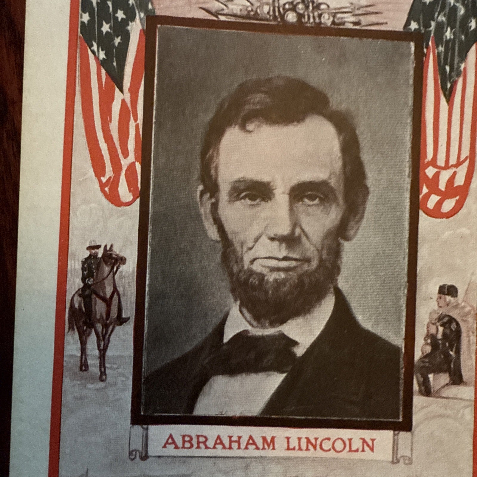 Abraham Lincoln by J I Austen Postcard Eagle & Flags c1910's *Scarce