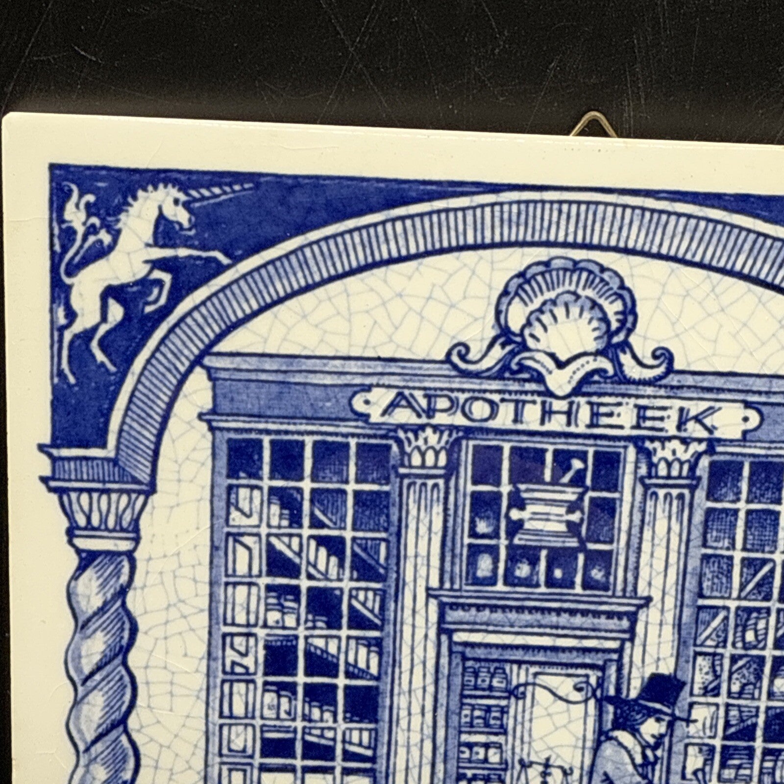 Delft Tile Schoonhaven Holland Vintage Tile Delft Blue White Pharmacy Drug #6