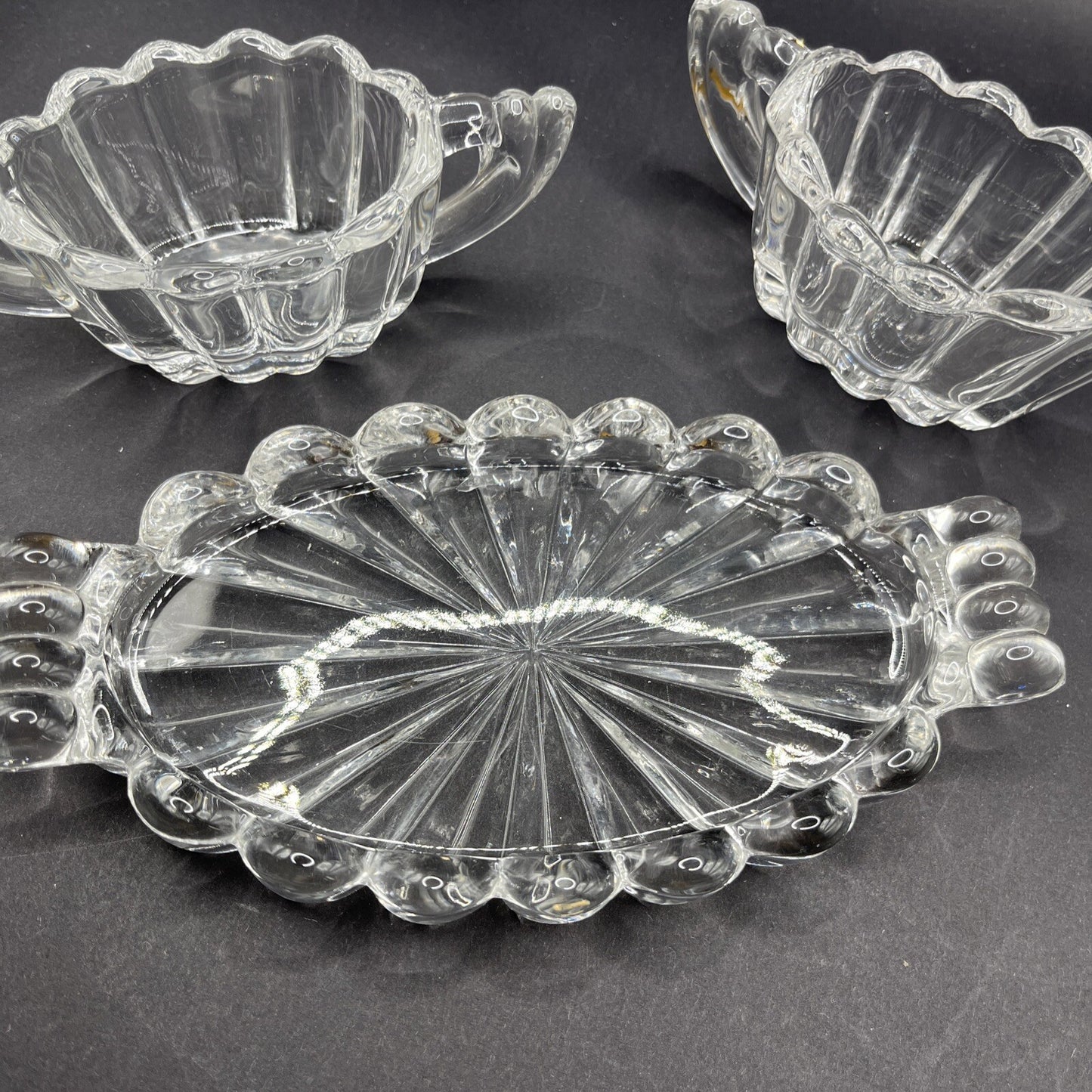 Heisey Glass Co Antique Cream & Sugar With Tray.