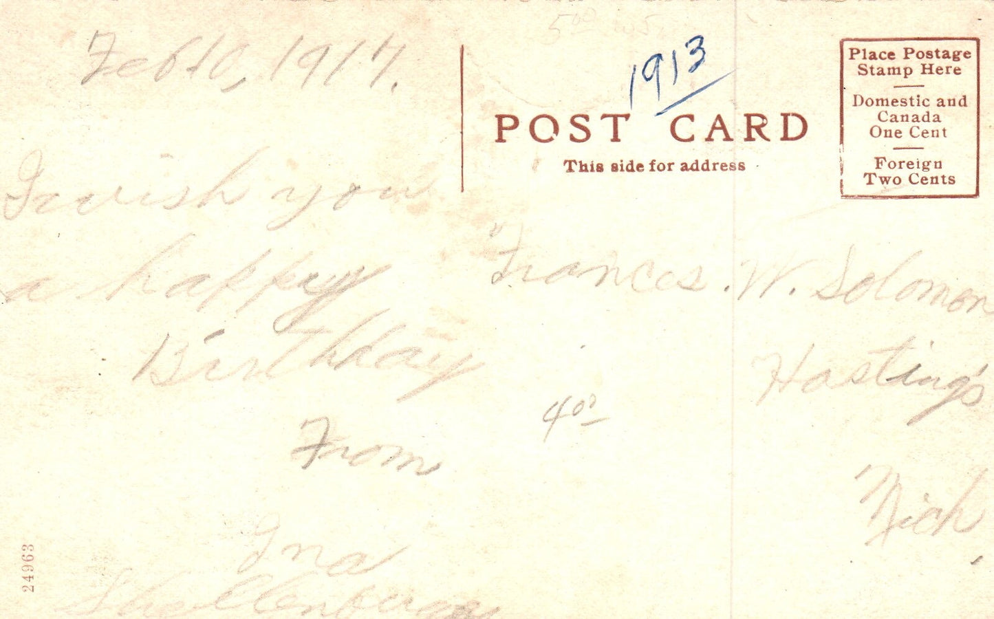 State Street Looking West in Hasting MI Michigan Postcard