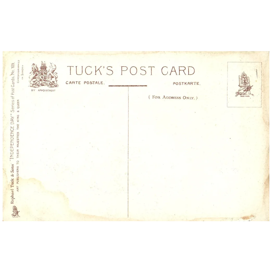 Little Boy & Girl Playing w/ Fireworks Vintage Patriotic Postcard