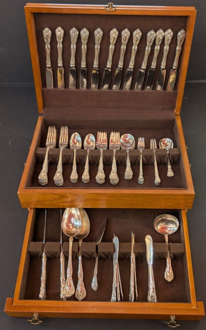 Alvin Sterling Silver Chateau Rose PAT 1940 92 Pieces Chest OVER 90OZ Silverware