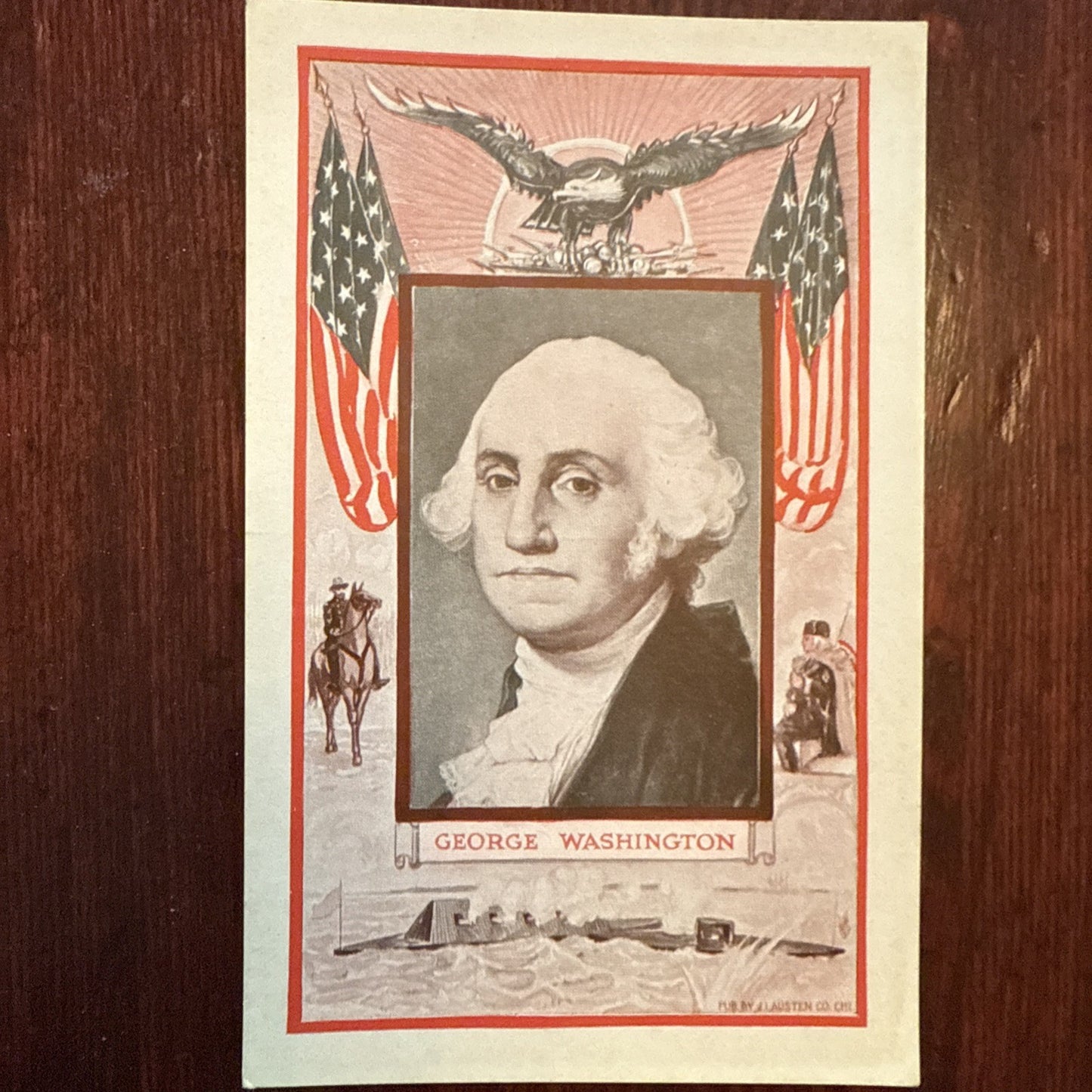 George Washington by J I Austen Postcard Eagle & Flags c1910's *Scarce
