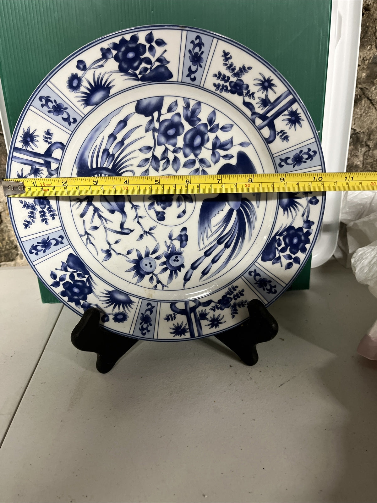 BLUE HERON CHINA - Dinner Plate- BLUE IMARI STYLE FLORAL, BIRDS