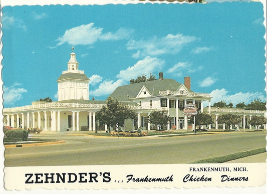Zehnders's Chicken Dinners Frankenmuth MI MIchigan Post Card Hotel 