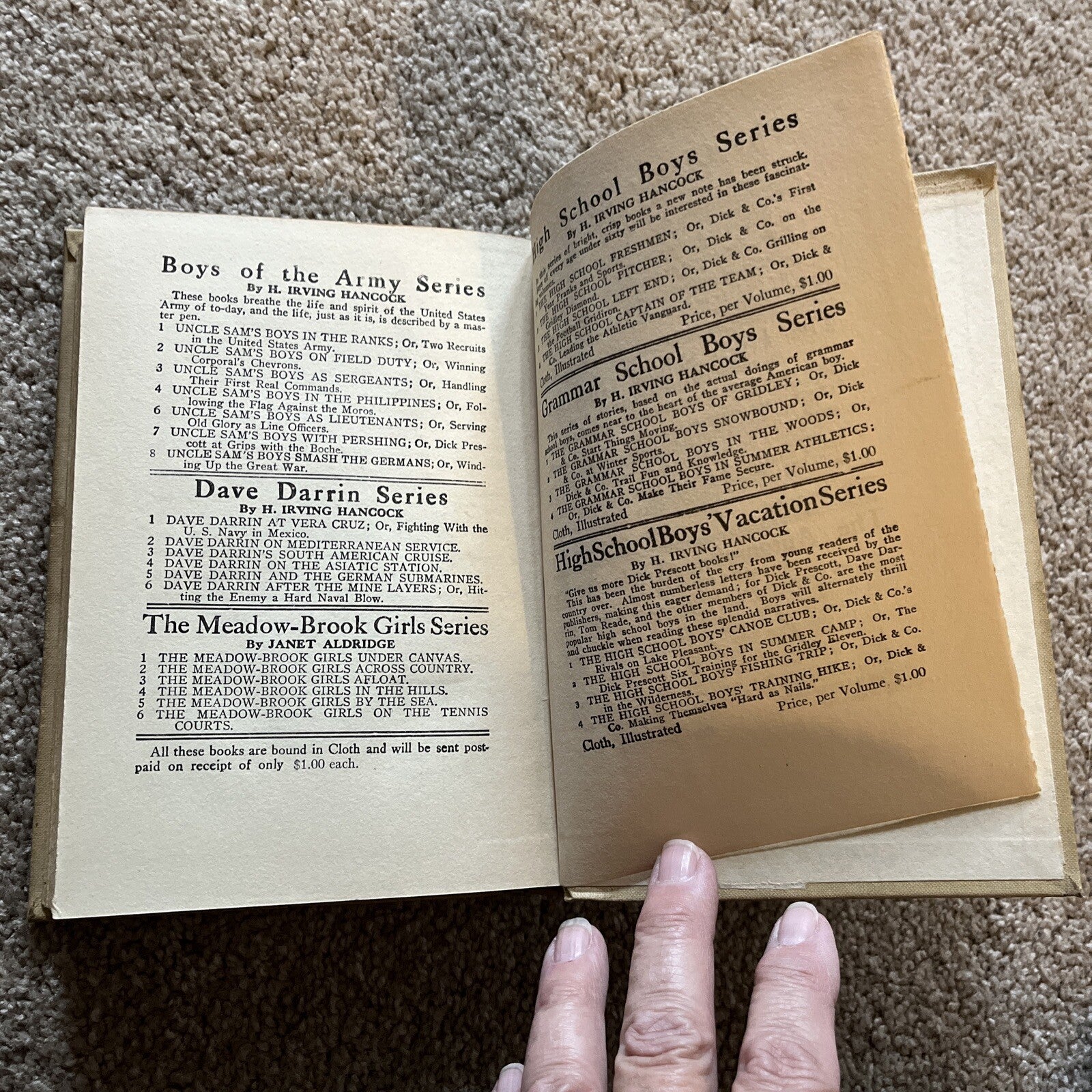 1914 THE MEADOW BROOK GIRLS in the HILLS Hardcover Book by JANET ALDRIDGE