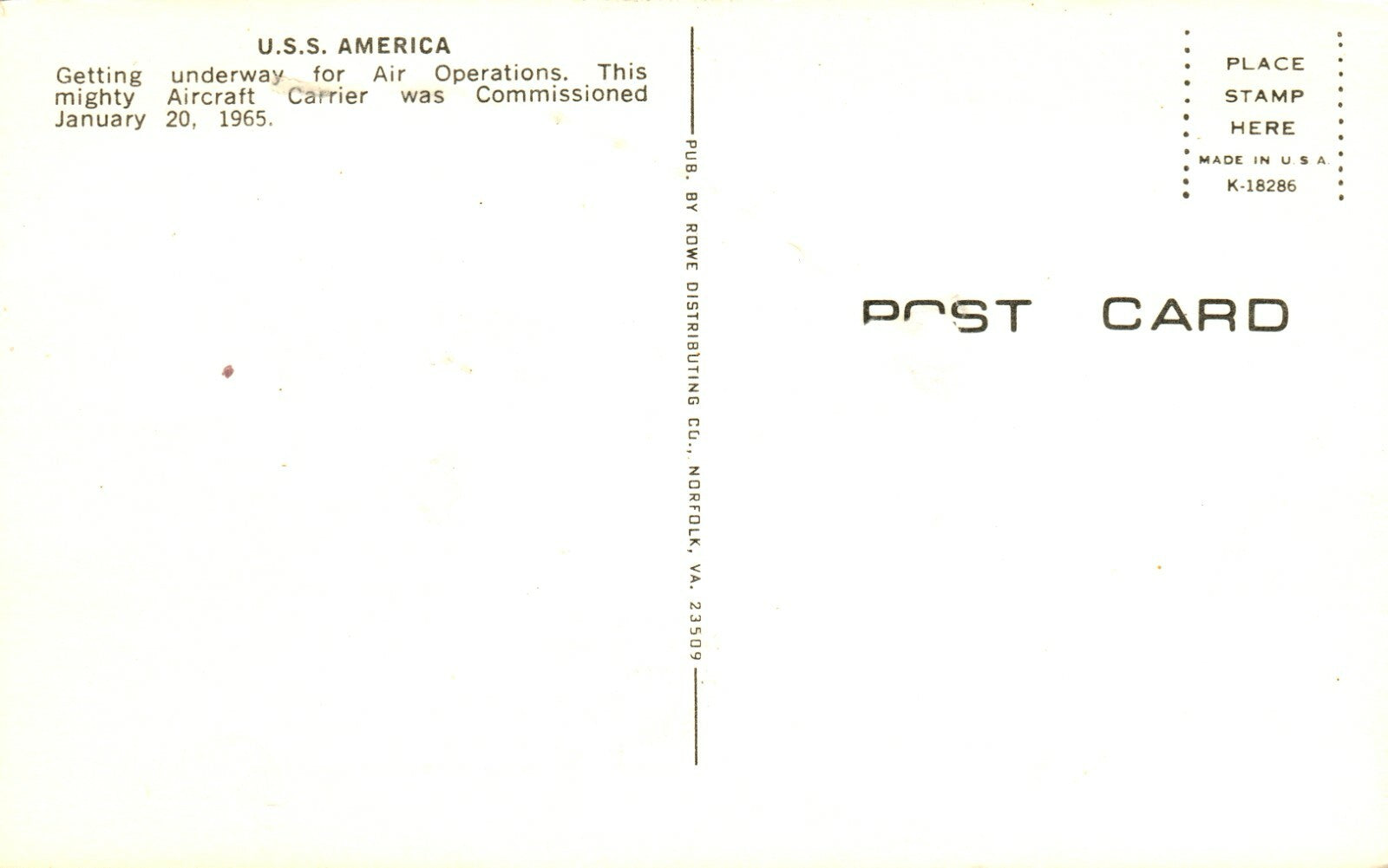USS America Aircraft Carrier Commissioned 1965 Ship Militaria Postcard