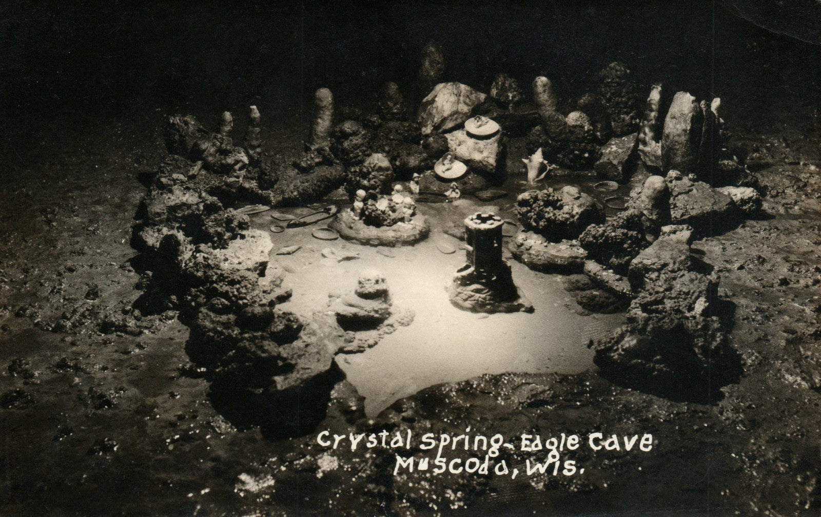 Real Photo Crystal Springs Eagle Cave Muscoda WI Wisconsin Postcard