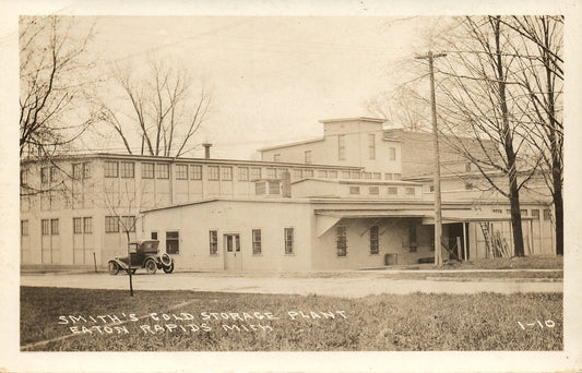 RPPC Real Photo Smiths Cold Storage Plant Eaton Rapids MI Mich Michigan Postcard