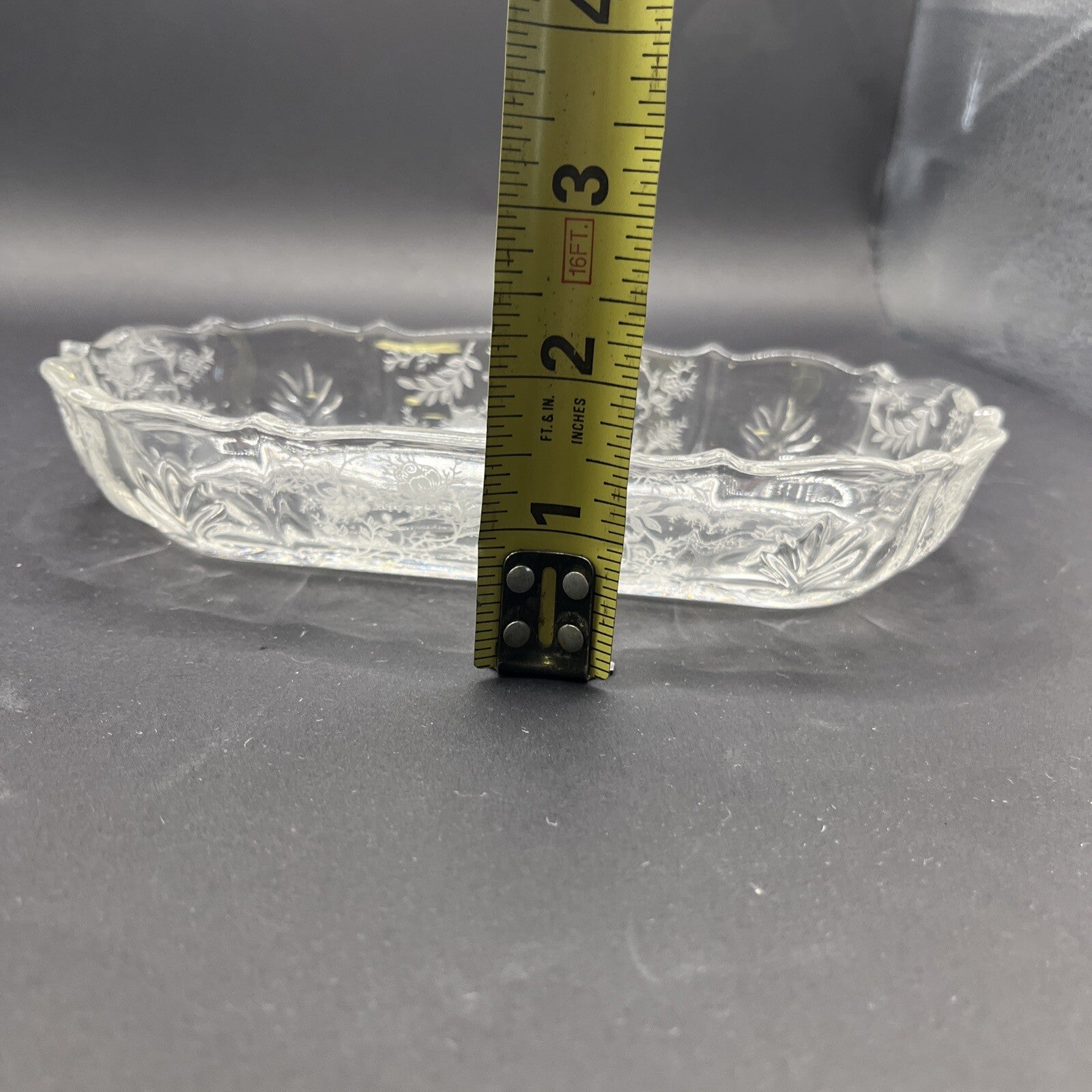 Fostoria Clear Chintz Etched Baroque 8" Pickle Dish