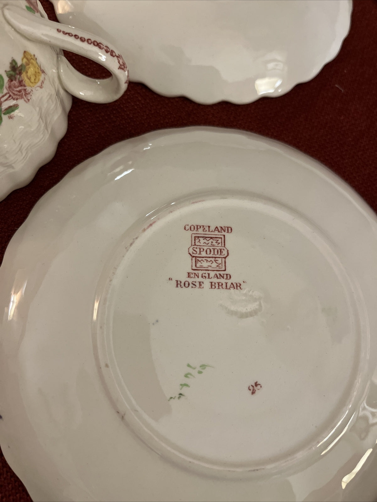Copeland Spode Rose Briar set of  4 Cup & Saucer Sets   2 1/8"