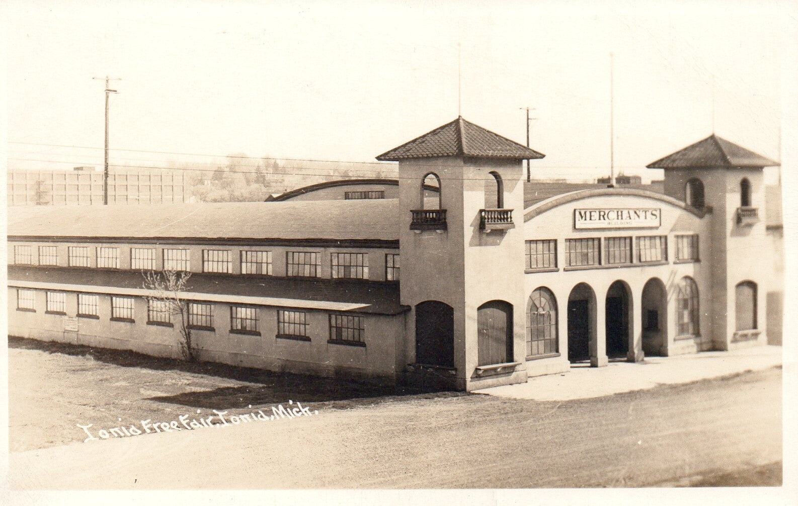 RPPC Ionia Free Fair Merchants Pavilion in Ionia Mich Michigan Postcard