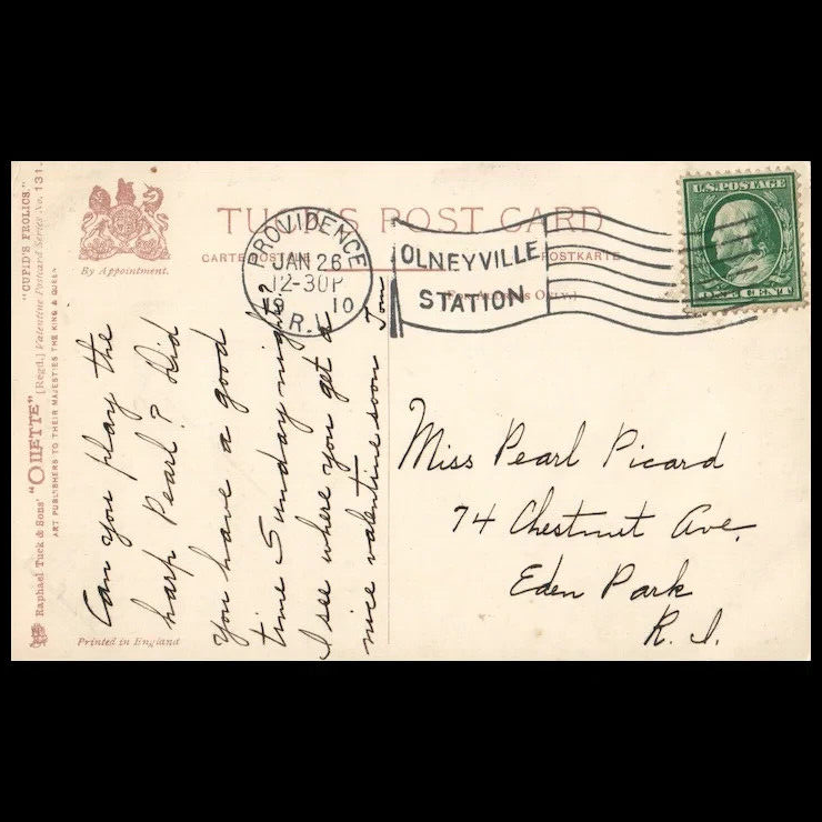 1910 Cupids Frolics Series artist Signed Mark Monsfall Valentine Postcard