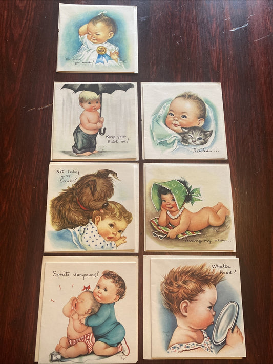 Vintage Artist Signed Charlot Byi  Greeting Card Lot of 7 children Babies