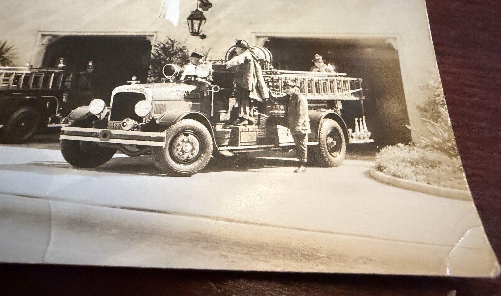 1934 RPPC Real Photo LA County Fire Department  CA California Postcard Truck +