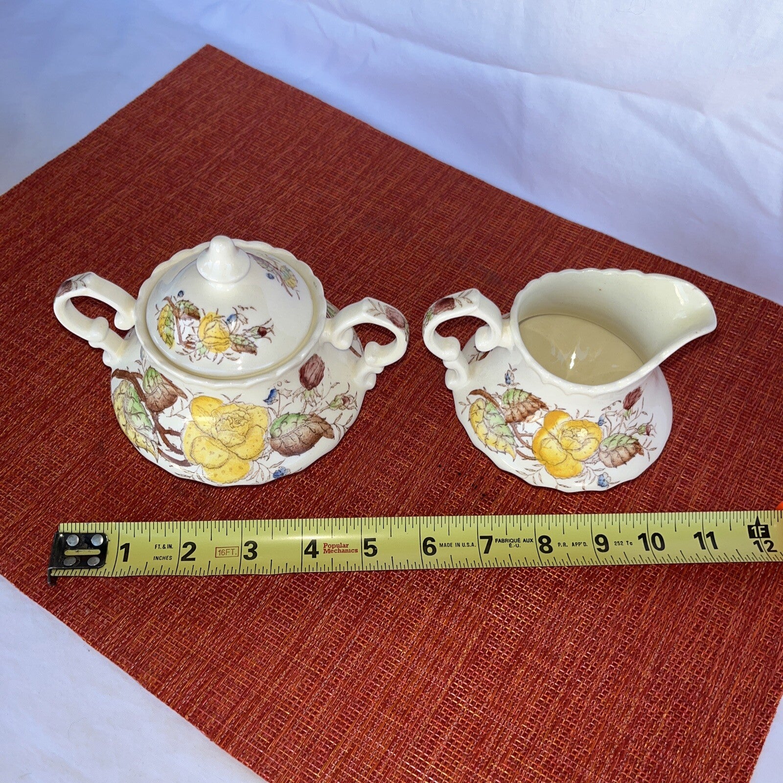 Vernonware Vernon Rose Yellow Cream & Sugar Set