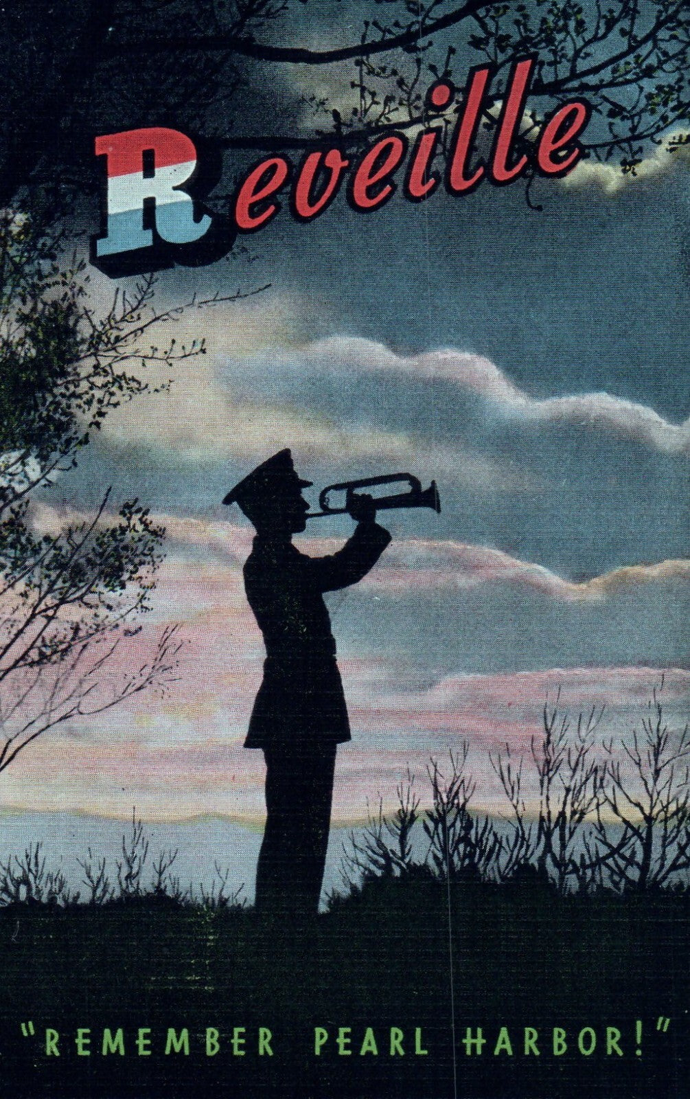 Reveille "Remember Pearl Harbor!" Scarce Patriotic Postcard