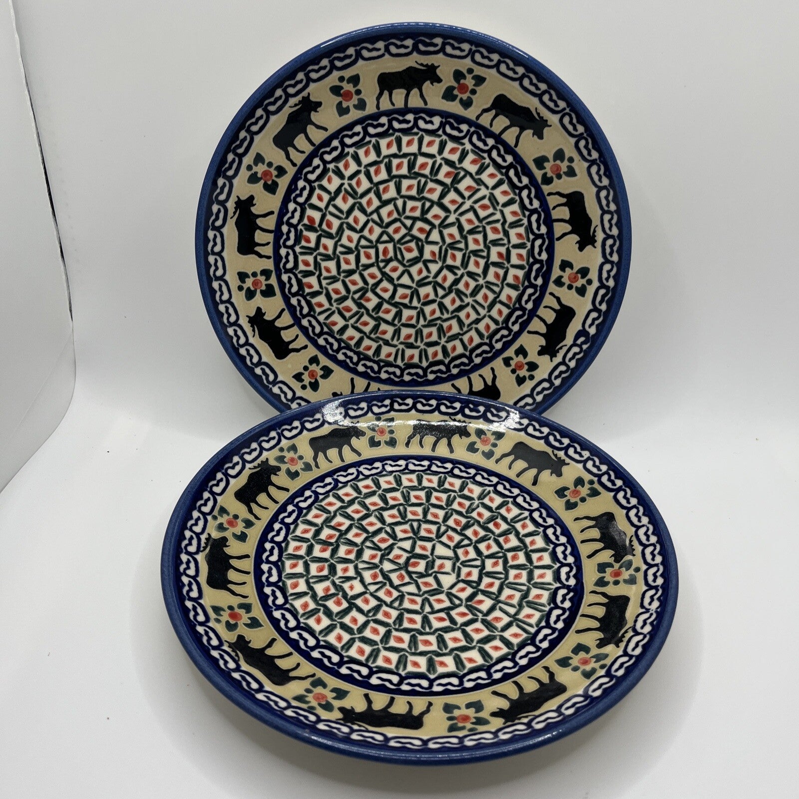 Unikat 2 Polish Pottery  Handmade Trivet R. Zarzycka 7.5” Salad Plate