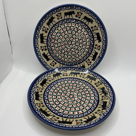 Unikat 2 Polish Pottery  Handmade Trivet R. Zarzycka 7.5” Salad Plate