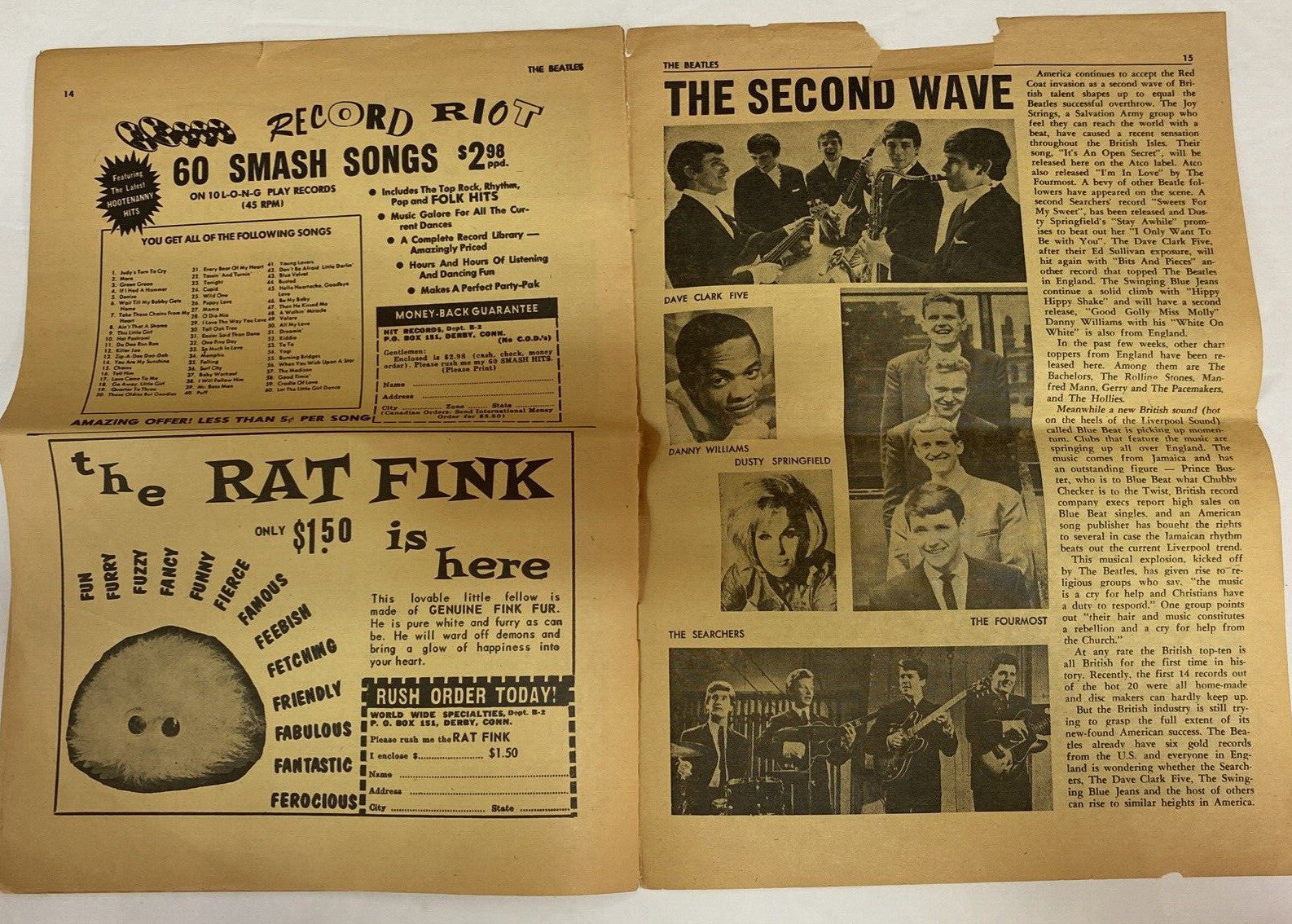 1964 BEATLES SONGS MAGAZINE PUBLICATION BY CHARLTON Vol 1 No 2 