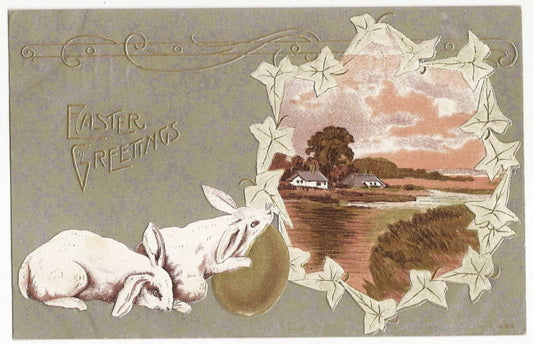 Bunny Looking At Lake Scnee Easter Postcard