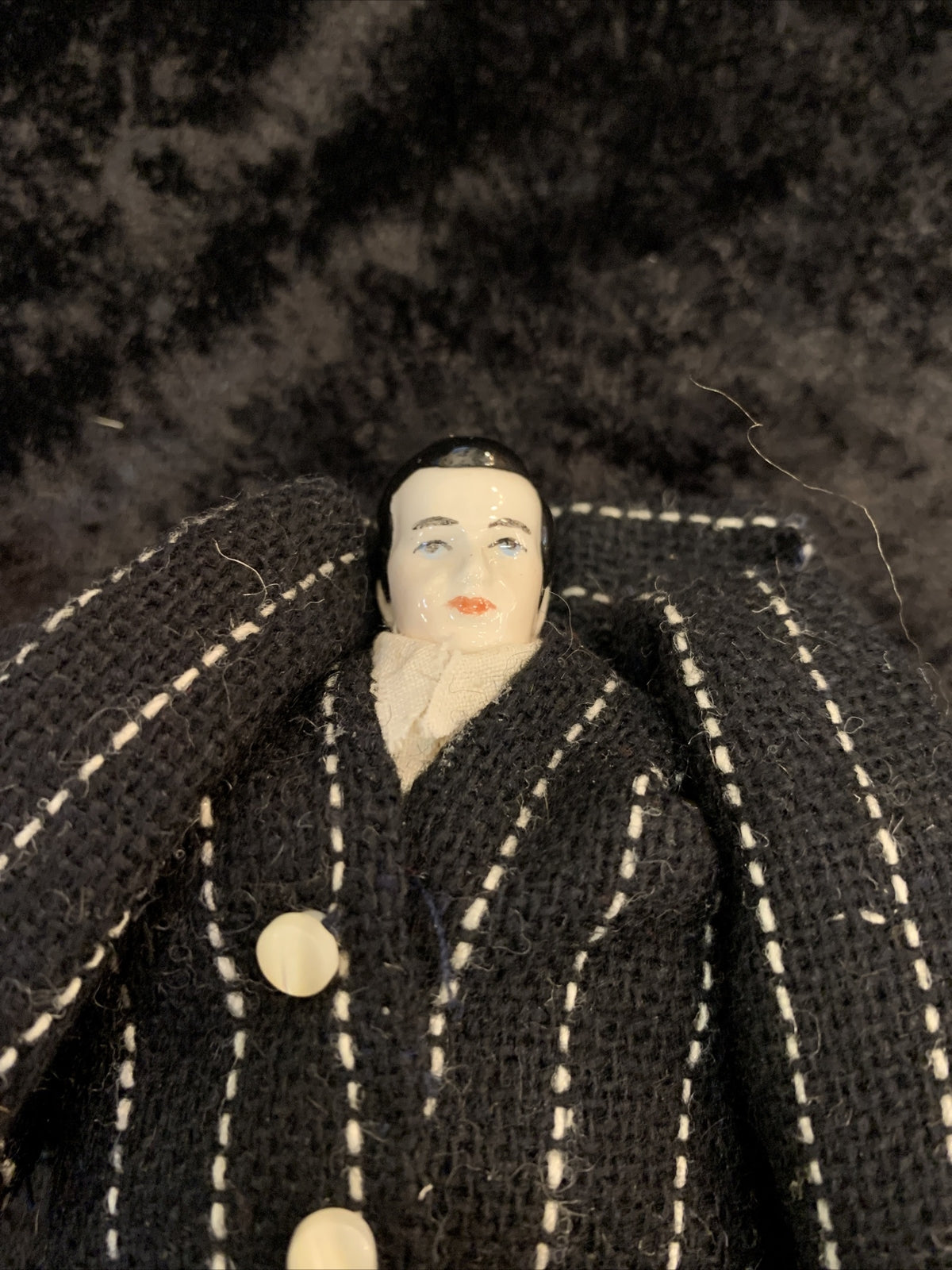 Vintage SULK Dolls Man with Oversized Suit Woman  Pink Plaid Dress Tiny Head