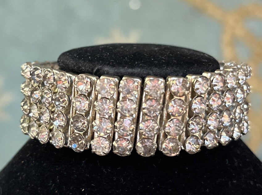 Vintage 1950’s New York Expandable Rhinestone Bracelet Made in British Hong Kong