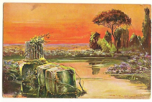 Sunset Water Art Scene Postcard