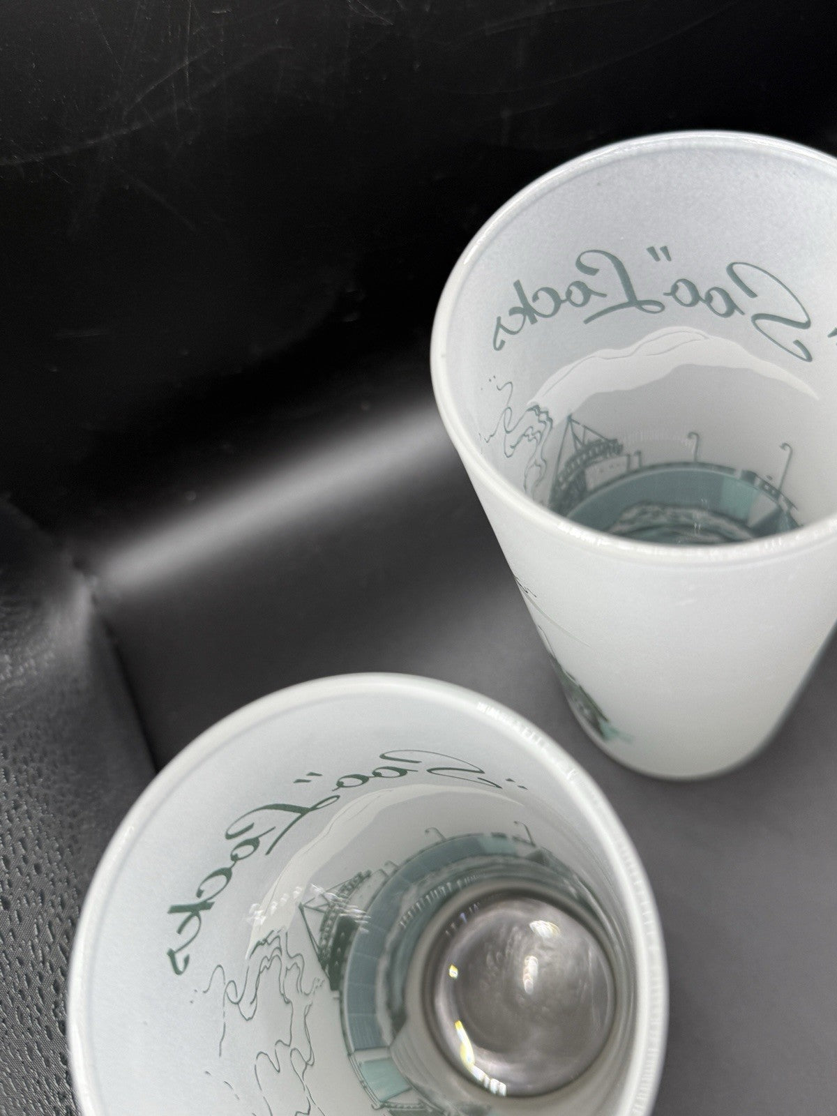 4 Vintage Soo Locks Michigan Souvenir Frosted Glasses Glass  Sault Ste Marie MI