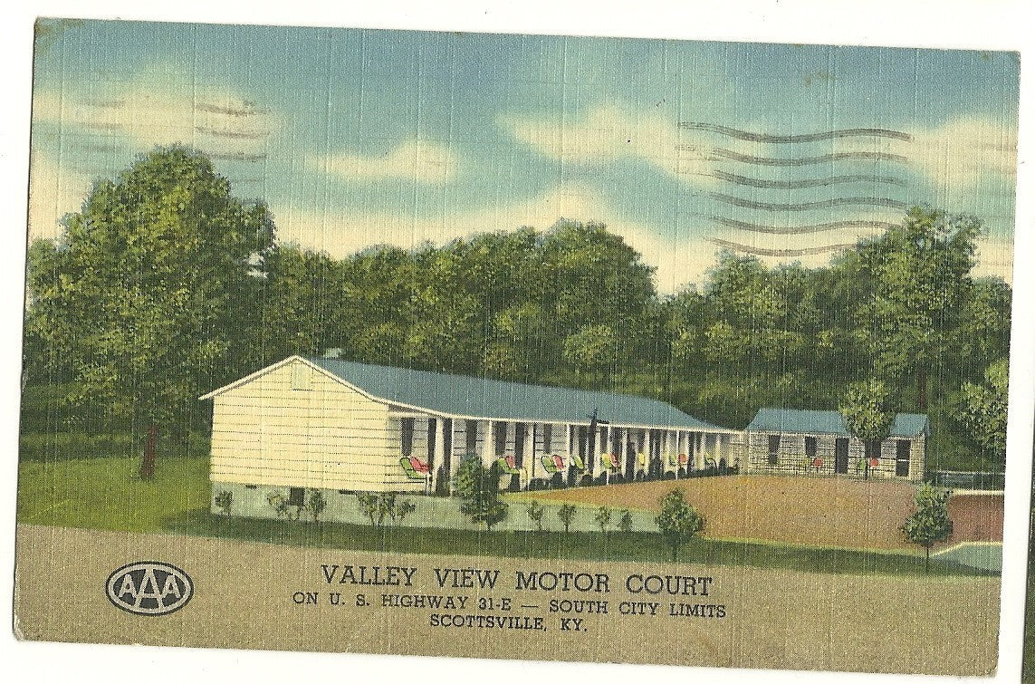 Valley View Motor Court Scottsville KY Kentucky Post Card Motel HOtel 