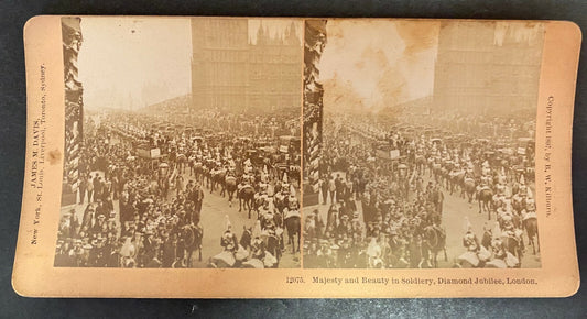 Real Photo Stereoview Majesty and Beauty in Soldiery Diamond Jubilee London 1897