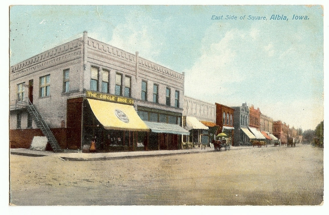 East Side of Square Albia Iowa IA Postcard