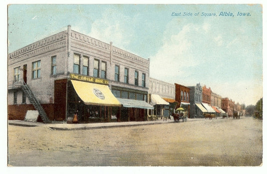 East Side of Square Albia Iowa IA Postcard
