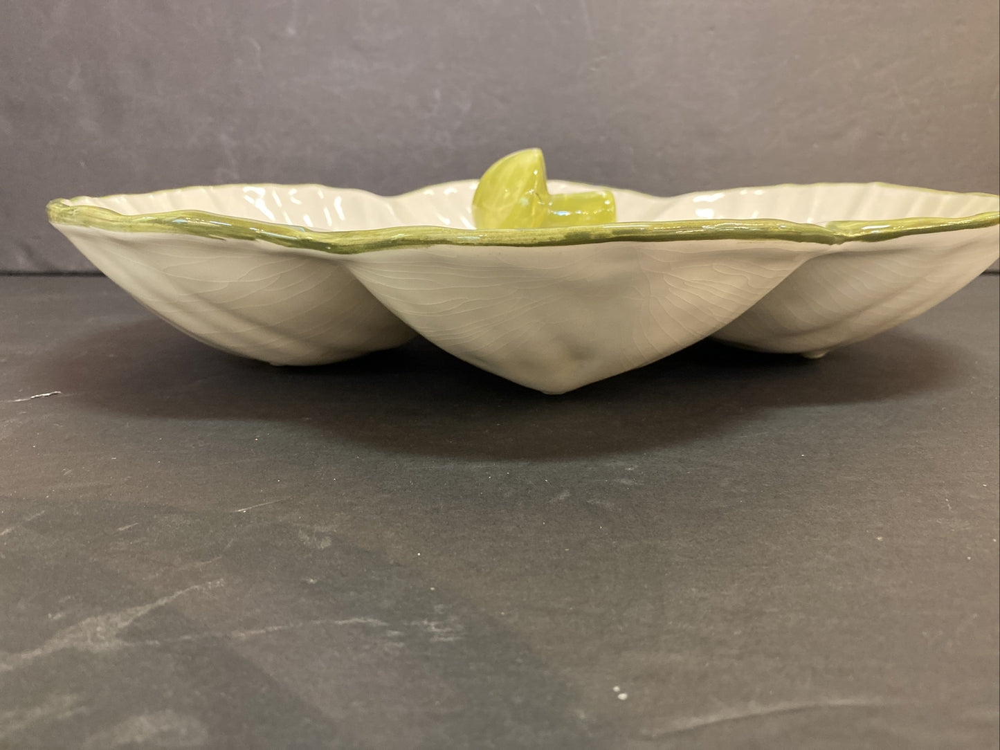 Vintage Los Angeles Potteries Mushroom Divided Serving Bowl #960 California USA