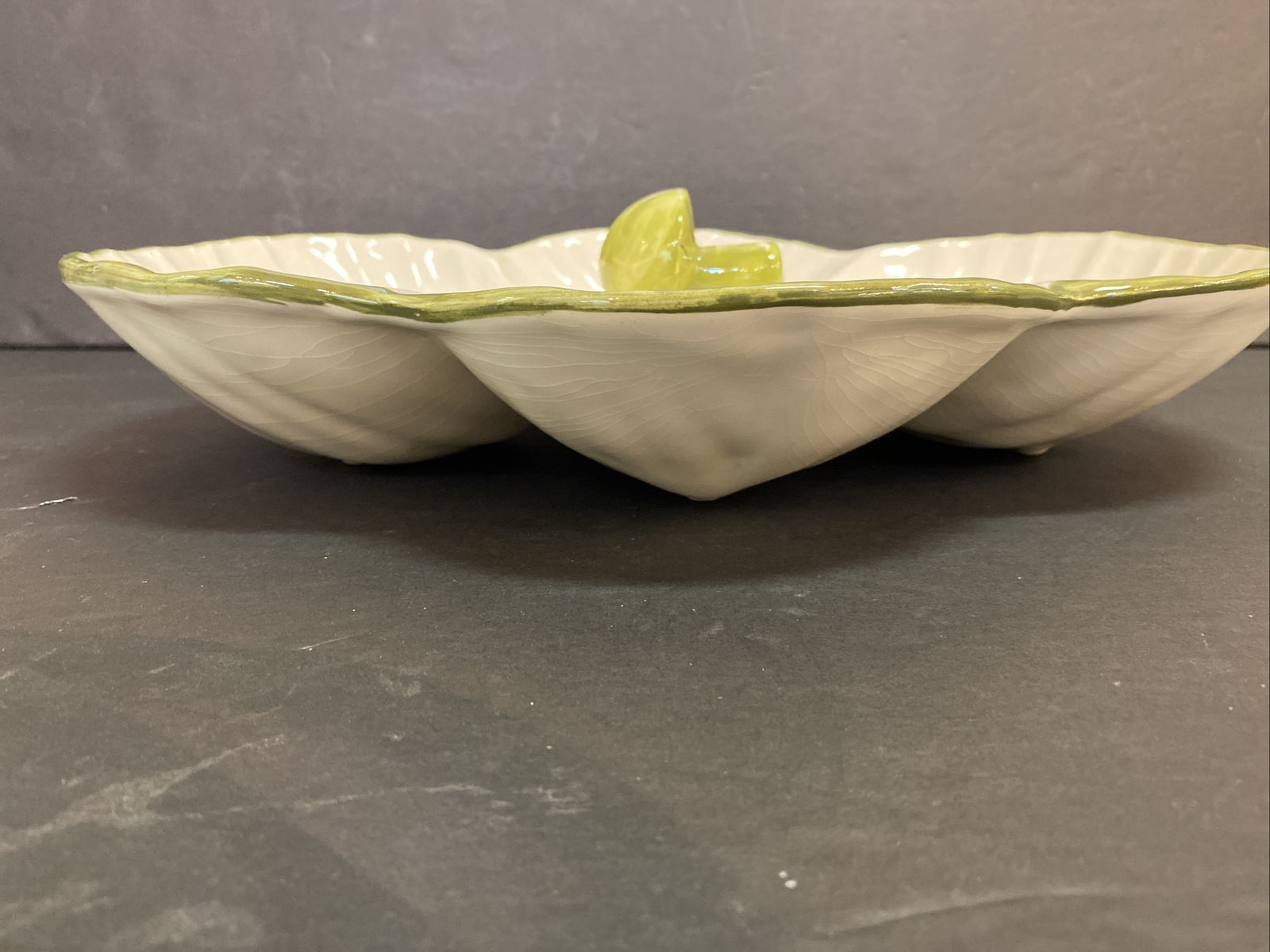 Vintage Los Angeles Potteries Mushroom Divided Serving Bowl #960 California USA