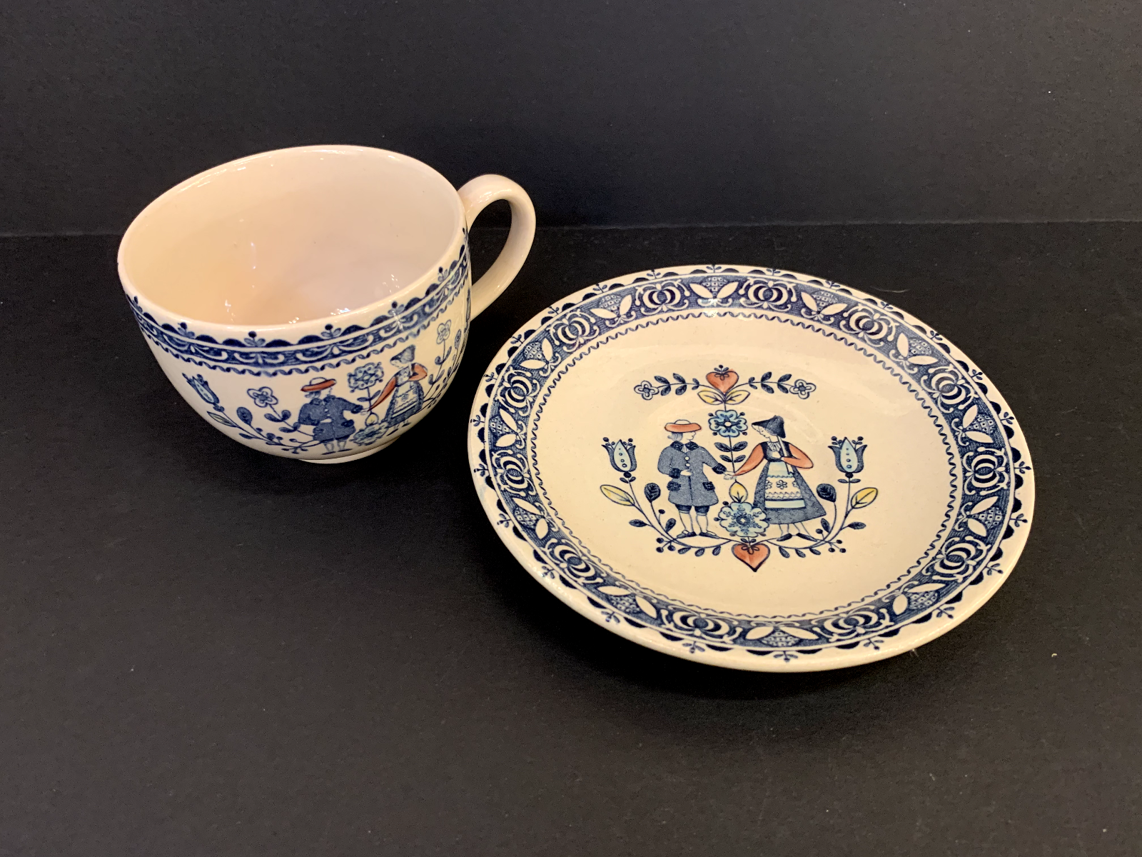 Johnson Bros Staffordshire Old Granite Hearts & Flowers Cup and Saucer