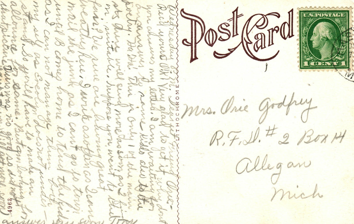 Printed Photo State Street Hastings MI MICH Michigan Postcard Horse + Carriages